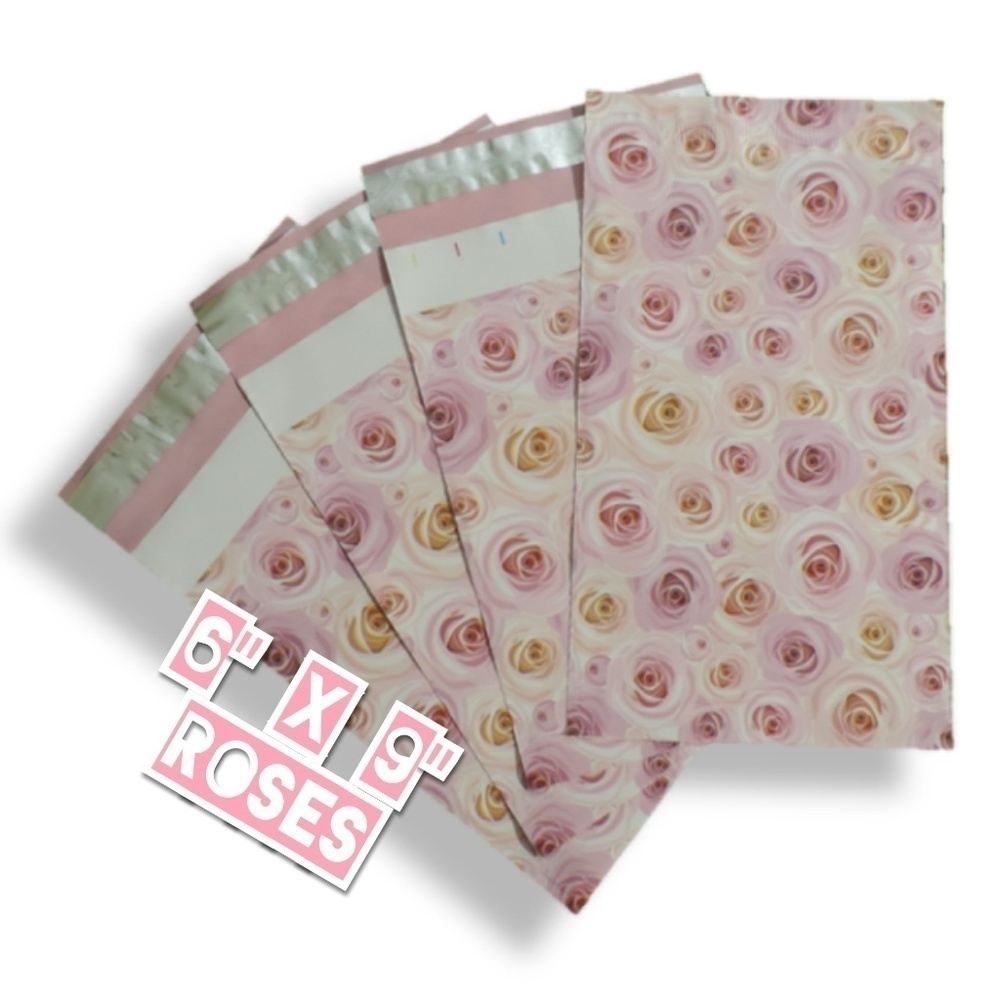 50 Poly Mailers 6x9 Roses - Picture 1 of 3